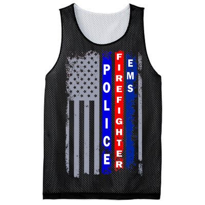 Police Firefighter EMS American Flag Mesh Reversible Basketball Jersey Tank