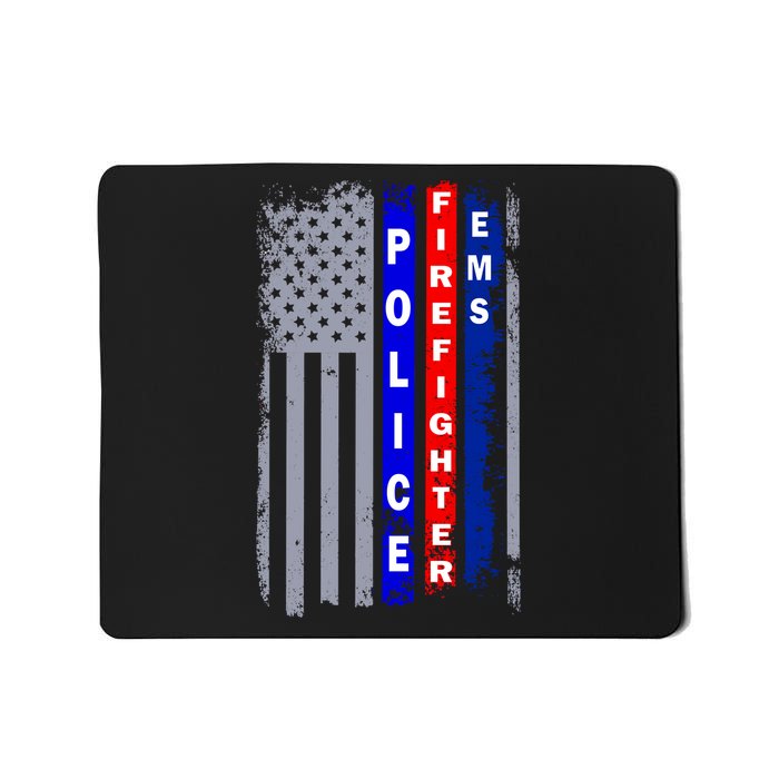 Police Firefighter EMS American Flag Mousepad