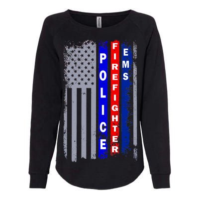 Police Firefighter EMS American Flag Womens California Wash Sweatshirt