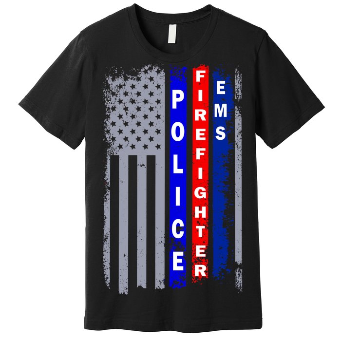 Police Firefighter EMS American Flag Premium T-Shirt