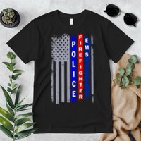 Police Firefighter EMS American Flag Premium T-Shirt