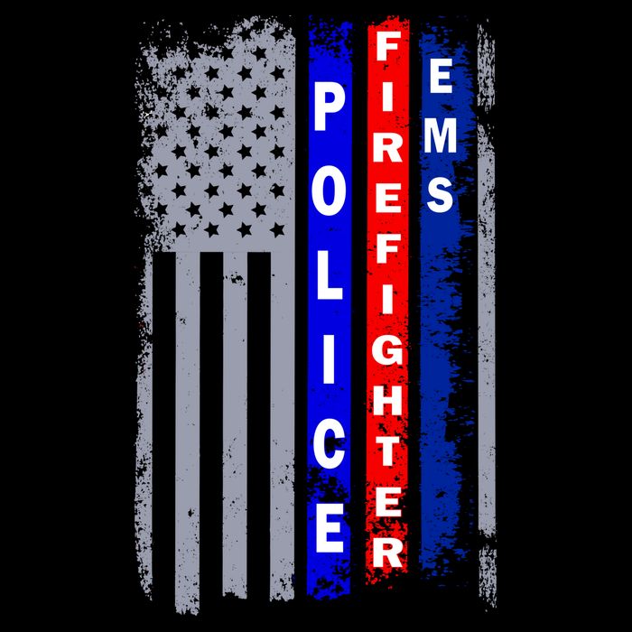 Police Firefighter EMS American Flag Premium T-Shirt