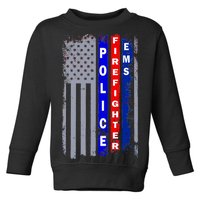 Police Firefighter EMS American Flag Toddler Sweatshirt