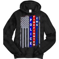 Police Firefighter EMS American Flag Tie Dye Hoodie