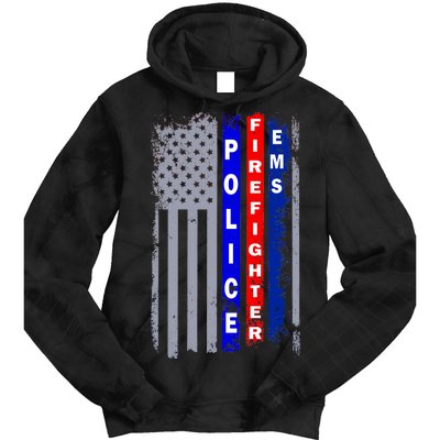 Police Firefighter EMS American Flag Tie Dye Hoodie