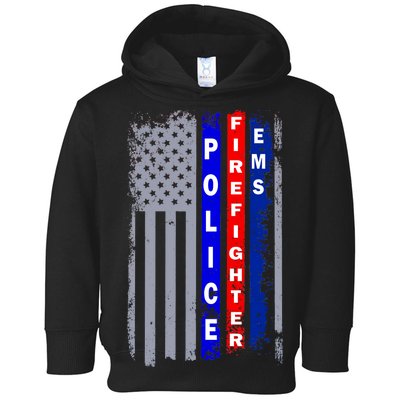 Police Firefighter EMS American Flag Toddler Hoodie