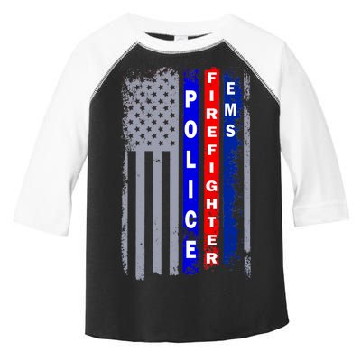 Police Firefighter EMS American Flag Toddler Fine Jersey T-Shirt