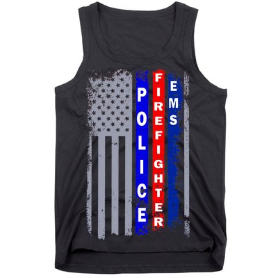 Police Firefighter EMS American Flag Tank Top