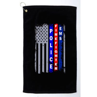 Police Firefighter EMS American Flag Platinum Collection Golf Towel