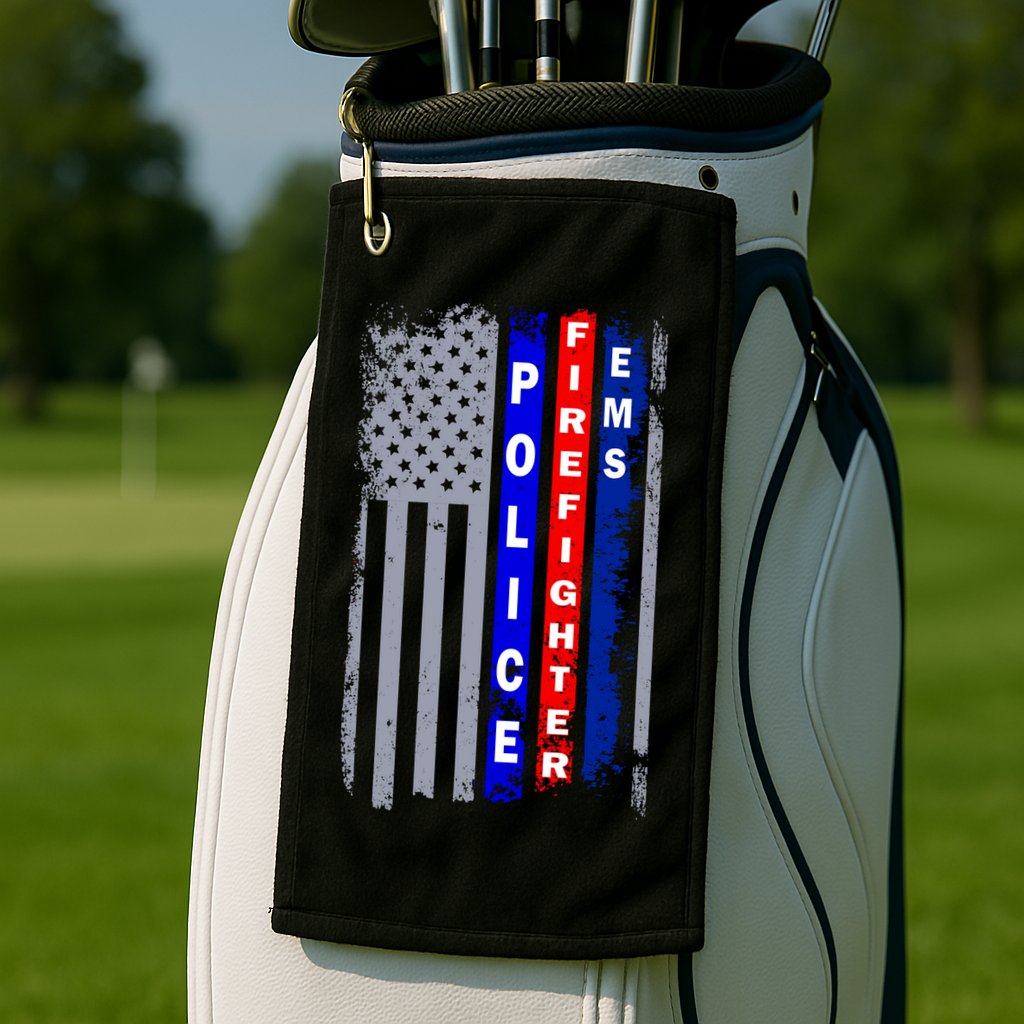 Police Firefighter EMS American Flag Golf Towel