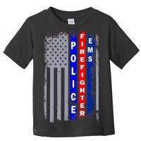 Police Firefighter EMS American Flag Toddler T-Shirt