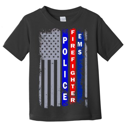 Police Firefighter EMS American Flag Toddler T-Shirt