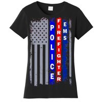 Police Firefighter EMS American Flag Women's T-Shirt