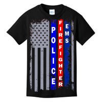 Police Firefighter EMS American Flag Kids T-Shirt