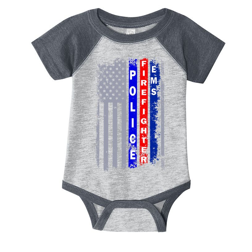 Police Firefighter EMS American Flag Infant Baby Jersey Bodysuit