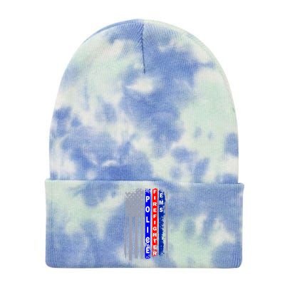 Police Firefighter EMS American Flag Tie Dye 12in Knit Beanie