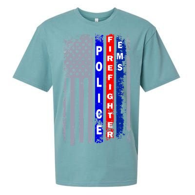 Police Firefighter EMS American Flag Sueded Cloud Jersey T-Shirt