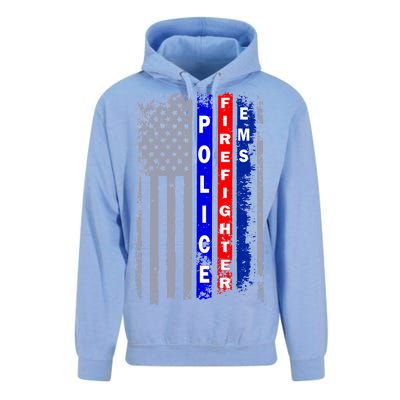 Police Firefighter EMS American Flag Unisex Surf Hoodie