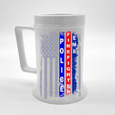 Police Firefighter EMS American Flag Beer Stein