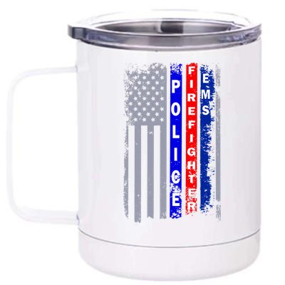 Police Firefighter EMS American Flag 12 oz Stainless Steel Tumbler Cup