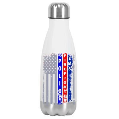 Police Firefighter EMS American Flag Stainless Steel Insulated Water Bottle