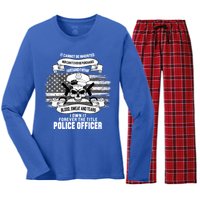 Police Officer Earned It Sweat Blood Tears Women's Long Sleeve Flannel Pajama Set 