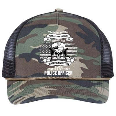 Police Officer Earned It Sweat Blood Tears Retro Rope Trucker Hat Cap