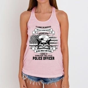 Police Officer Earned It Sweat Blood Tears Women's Knotted Racerback Tank