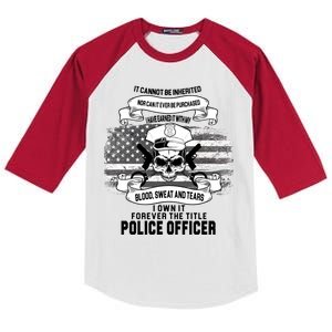 Police Officer Earned It Sweat Blood Tears Kids Colorblock Raglan Jersey