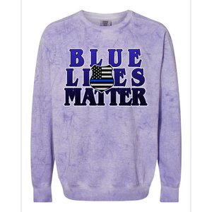 Police Shield Blue Lives Matter Colorblast Crewneck Sweatshirt