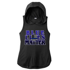 Police Shield Blue Lives Matter Ladies PosiCharge Tri-Blend Wicking Draft Hoodie Tank