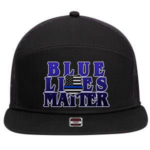 Police Shield Blue Lives Matter 7 Panel Mesh Trucker Snapback Hat