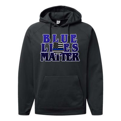 Police Shield Blue Lives Matter Performance Fleece Hoodie