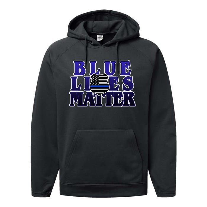 Police Shield Blue Lives Matter Performance Fleece Hoodie