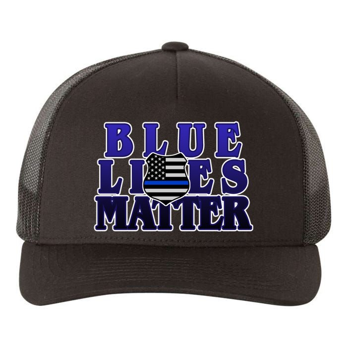 Police Shield Blue Lives Matter Yupoong Adult 5-Panel Trucker Hat