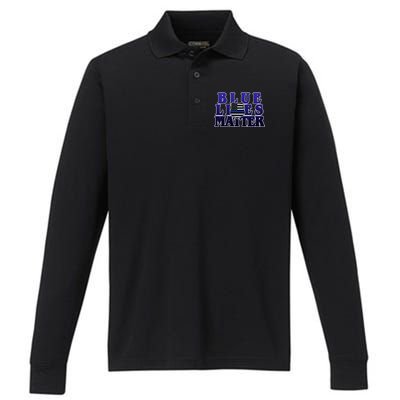 Police Shield Blue Lives Matter Performance Long Sleeve Polo