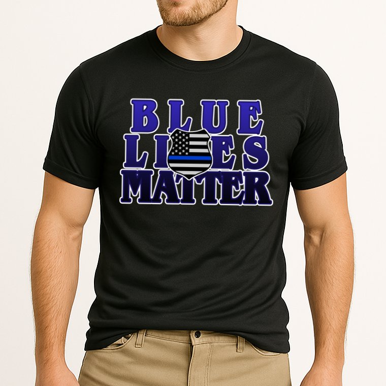 Police Shield Blue Lives Matter Cooling Performance Crew T-Shirt