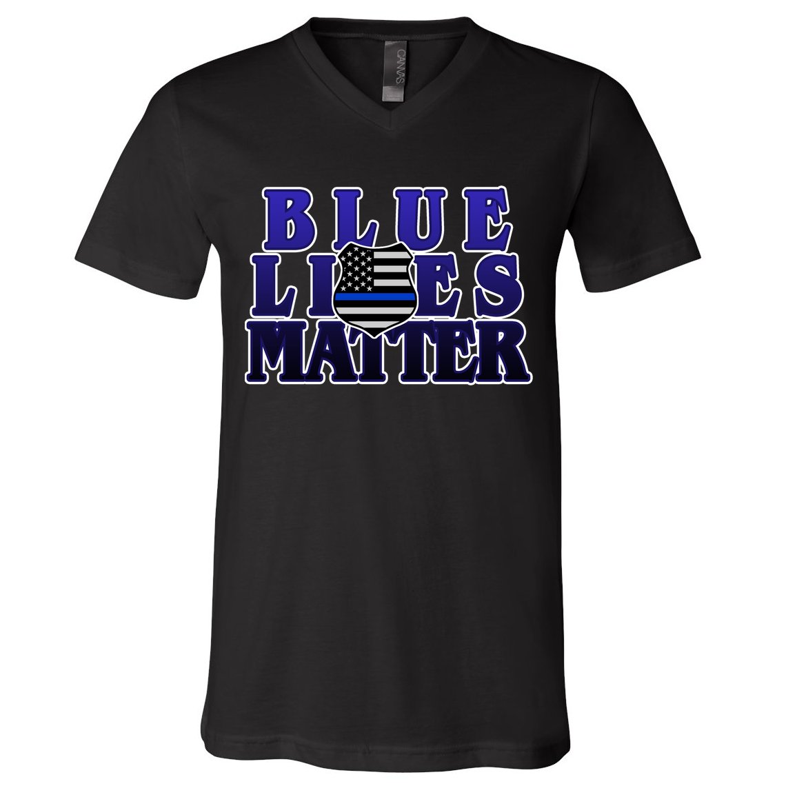 Police Shield Blue Lives Matter V-Neck T-Shirt