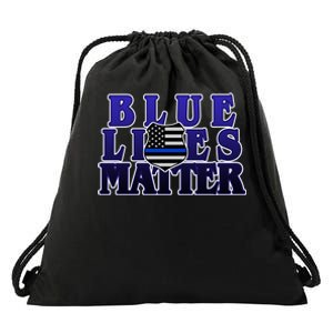 Police Shield Blue Lives Matter Drawstring Bag