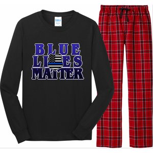 Police Shield Blue Lives Matter Long Sleeve Pajama Set