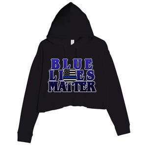 Police Shield Blue Lives Matter Crop Fleece Hoodie