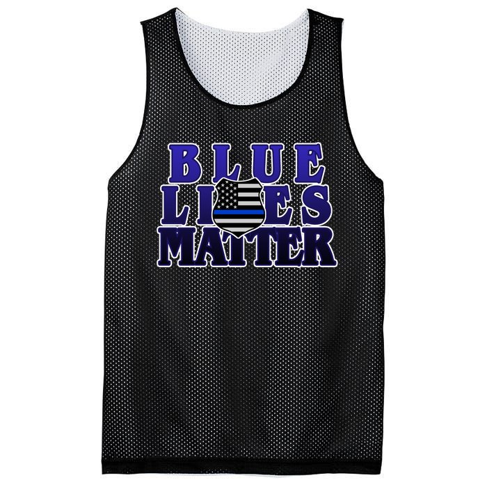 Police Shield Blue Lives Matter Mesh Reversible Basketball Jersey Tank