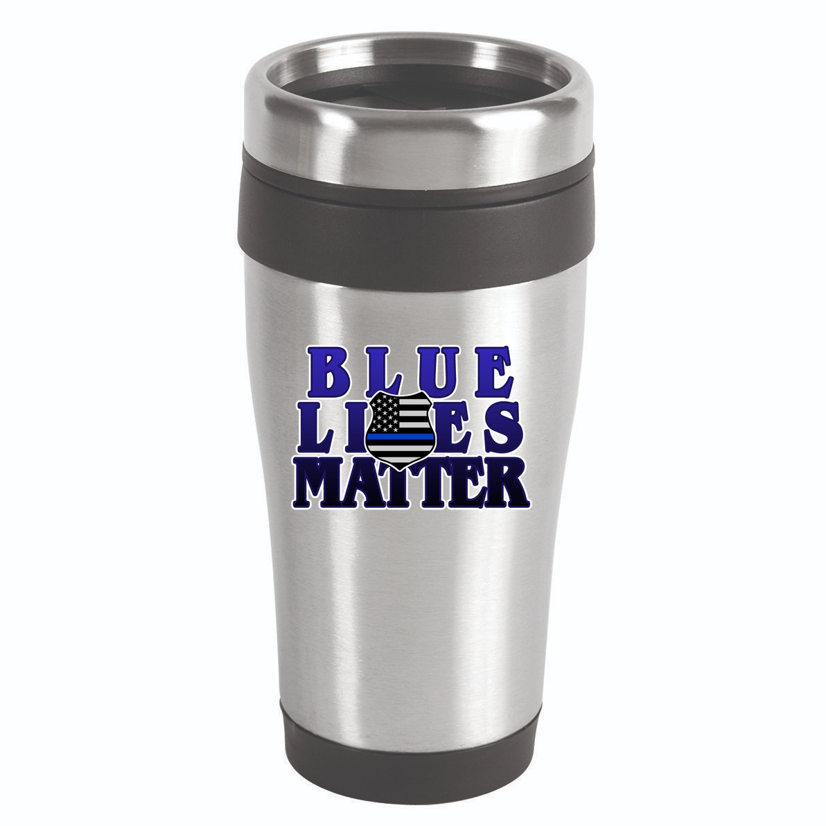 Police Shield Blue Lives Matter 16oz Travel Tumbler