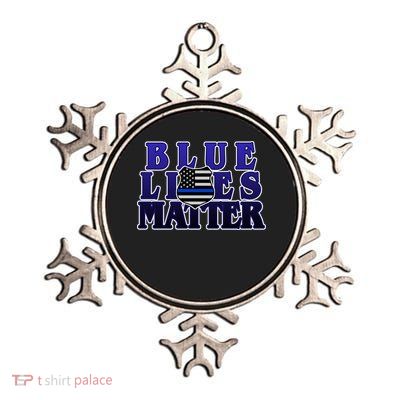 Police Shield Blue Lives Matter Metallic Star Ornament