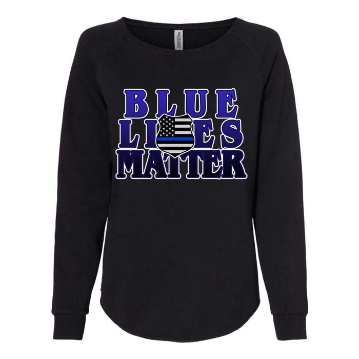 Police Shield Blue Lives Matter Womens California Wash Sweatshirt