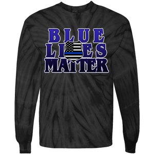 Police Shield Blue Lives Matter Tie-Dye Long Sleeve Shirt