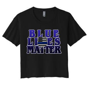 Police Shield Blue Lives Matter Women's Crop Top Tee