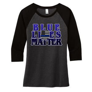 Police Shield Blue Lives Matter Women's Tri-Blend 3/4-Sleeve Raglan Shirt