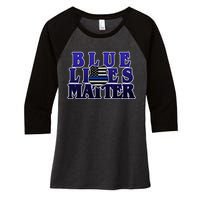 Police Shield Blue Lives Matter Women's Tri-Blend 3/4-Sleeve Raglan Shirt