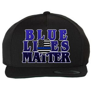 Police Shield Blue Lives Matter Wool Snapback Cap